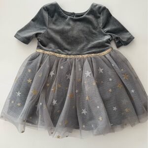 Zunie 18M Gray and Gold Star Tulle Dress